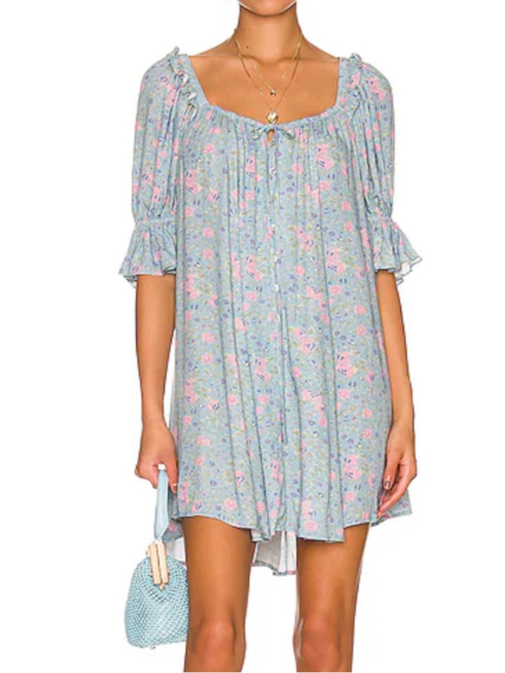 Spell Dolly mini dress dusky blue size L